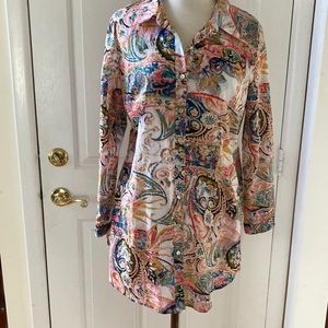 Colorful button-down cotton tunic